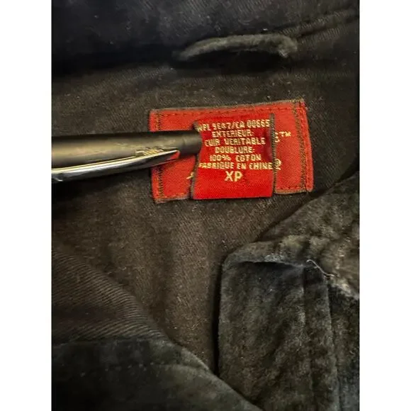 Eddie Bauer Seattle Suede Black Button-Up Shirt XS 100% Leather Washable - Picture 6 of 8